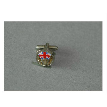 Silver Plated Metal Cufflinks with Flag Logo (GZHY-XK-009)